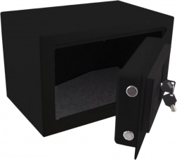 Nábytkový elektronický trezor čierny so strieborným panelom 31 × 20 × 22 cm