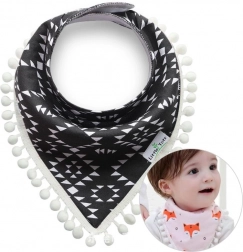 Detská šatka s bambuľkami - čierna