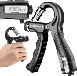 Nastaviteľný posilňovač stisku 10–60 kg s počítadlom – čierna