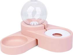 Dvojitá miska na vodu s dávkovačom pre psa a mačku - ružová