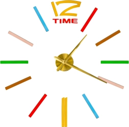 Nástenné nalepovacie hodiny DIY s nastaviteľným priemerom, zlaté ručičky, farebné značky