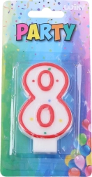 Párty sviečka červená tvar čísla 8