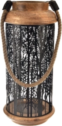 Svietnik z mangového dreva a kovu black 40 cm