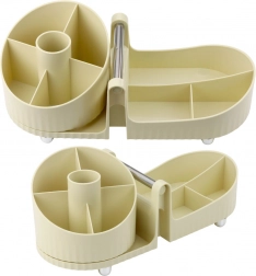 Organizér na kozmetiku a kancelárske potreby s držadlom béžový