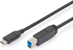 Prepojovací kábel USB 3.0 typ C na B, SuperSpeed 5 Gbps, Power Delivery, 1,8 m, čierny