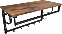 Nástenná loftová polica s vešiakmi a tyčou