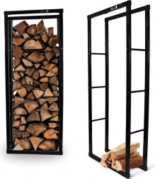 oceľový stojan na krbové drevo 150 cm – štíhly dizajn, práškovo lakovaný