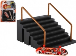 Prstový skateboard so schodmi a zábradlím 9 cm