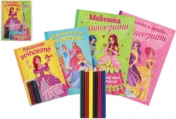 Princezné – omaľovánky a aktivity 4 zošity + pastelky CZ/SK