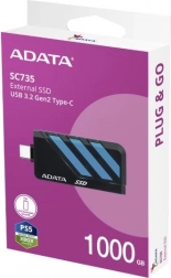 externý SSD ADATA SC735 1 TB USB‑C (USB 3.2 Gen 2) 1050/1000 MB/s, modrá