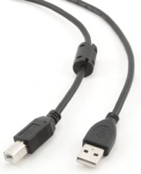USB 2.0 kábel A–B 4,5 m s feritovým jadrom, pozlátené kontakty