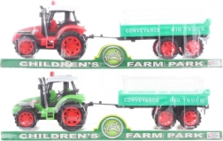 Plastový traktor so zotrvačníkom a prívesom 32 cm