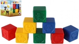 Farebné plastové kocky pre deti so zvieratkami, sada 8 ks