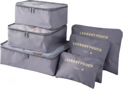 Sada cestovných organizérov do kufra a šatníka (6 ks) – čierna