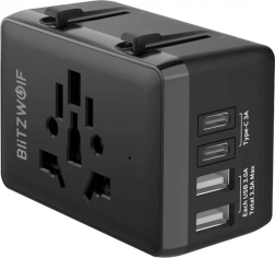 BlitzWolf cestovný adaptér 4v1 s USB‑C a PD 20 W