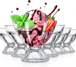 Sklenené poháre na zmrzlinu 100 ml, sada 6 ks