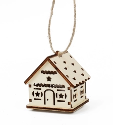 Drevený domček s hviezdičkami a LED sviečkou