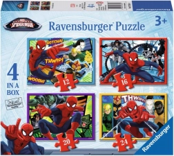 Detské puzzle Disney Spider-Man 4v1 – 12, 16, 20 a 24 dielikov, 19×14 cm