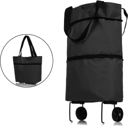 Skladacia nákupná taška na kolieskach čierna