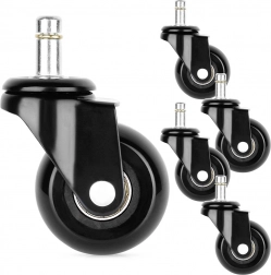 Gumové kolieska na kancelársku stoličku 50 mm, čap 10 mm, sada 5 ks