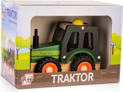 Drevený traktor s gumovými kolesami