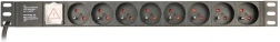 Napájacia lišta do stojana (PDU), 8 zásuviek FR, 1U, 16A, zástrčka Schuko 3 m