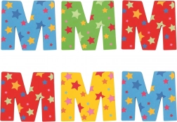 Farebné drevené písmeno Hviezdička M