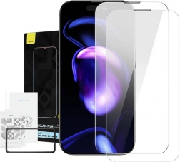 Baseus Crystal tvrdené sklo odolné proti prachu 0,3 mm pre iPhone 14/13/13 Pro – Dvojbalenie