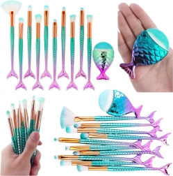 Súprava dúhových štetcov na líčenie v tvare morského chvosta, 11 ks