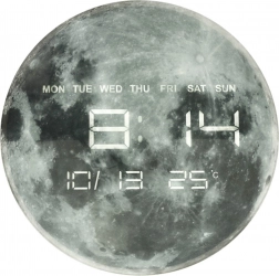 Nástenné hodiny planéta Mars s LED displejom 32 cm – Sivá