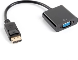 Adaptér DisplayPort na VGA 15pin, M na F, 10 cm, čierny