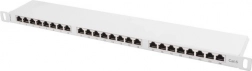 Patch panel 24 portov 0,5U, kategória 6, sivý, tienený