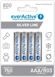 Nabíjateľné batérie AAA 800 mAh – 4 ks