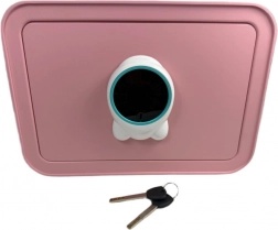 Ružový domáci a kancelársky trezor na kód a kľúč so sklonkou