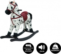 Hojdací plyšový kôň na batérie so zvukom a pohybom – Bielo-čierny