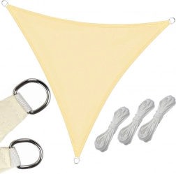Vodoodolná záhradná tieniaca plachta trojuholník 3 x 3 x 3 m – krémová