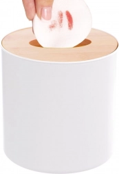 Kúpeľňový odpadkový kôš Whitney 1,5 l – biely, bambusové veko