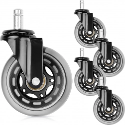 Gumové kolieska na kancelársku stoličku 75 mm, čap 11 mm, 5 ks