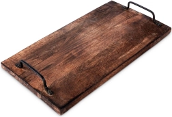 Drevený servírovací podnos s kovovými madlami 40,5 × 21,5 cm