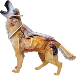 Drevené 3D puzzle farebný vlk – WOODCRAFT