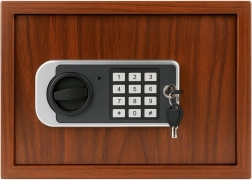 Elektronický nástenný trezor s dekorom dreva, duálny zámok