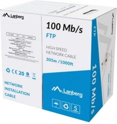 Kábel LAN FTP 100Mb/s 305m šedý