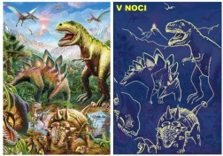 Svietiace puzzle svet dinosaurov 100 XL dielikov
