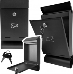 Poštová schránka z pozinkovanej ocele s tubusom na noviny, čierna 32,5 × 22,5 × 9,5 cm