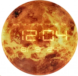 Nástenné hodiny planéta Mars s LED displejom 32 cm – Oranžová