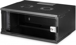 Nástenná sieťová skriňa 19" 4U SOHO PRO, 240 × 540 × 400 mm, sklenené dvere, nosnosť 60 kg, čierna