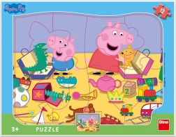 Dino puzzle Prasiatko Peppa sa hrá - tvary 12 dielikov