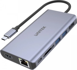 Multifunkčný USB-C hub 2x USB 3.1, HDMI 2.0, DP 1.4, RJ45, SD, Power Delivery