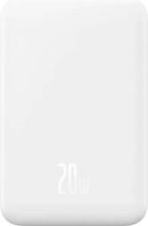 Magnetická mini powerbanka Baseus 5000 mAh s USB‑C 20 W a bezdrôtovým nabíjaním – biela