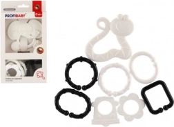 Hryzátko zvieratko s príveskami čiernobiele